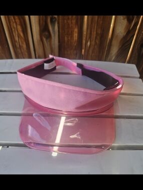 Retro Pink Transparent Sun Visor Hat Thick Pink Brim Plastic Adjustable